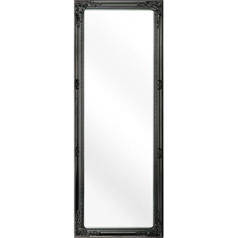 Espejo de pared negro acabado mate rectangular marco adornado negro moderno elegante sala de estar dormitorio pasillo Fougeres