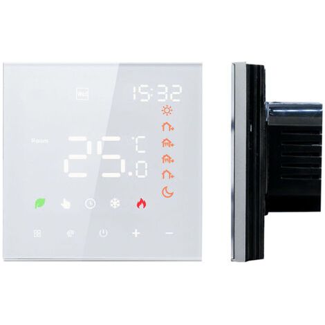 Pair - SJLERST Thermostat intelligent 16A, thermostat programmable numérique à écran tactile LCD pour chauffage par le sol, thermostat mural (1/5)