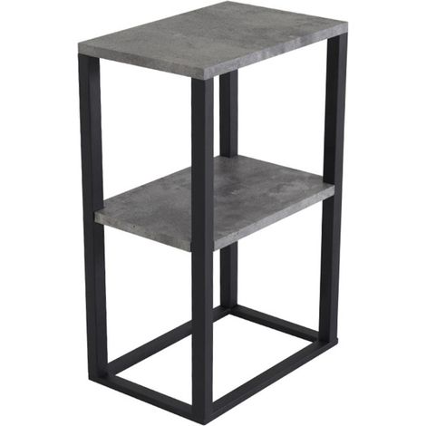 Table de Chevet Double "Rise" 70cm Gris & Noir (1/4)