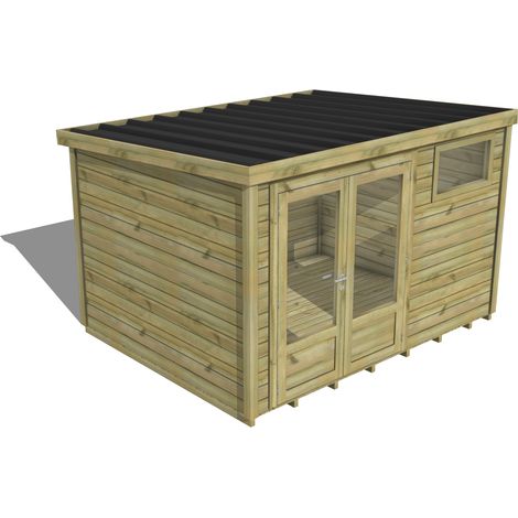 ABRI DE JARDIN bois traité 27mm, Essentiel, 3,4x2,6m, 9m2, Plancher