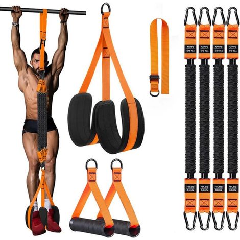 Kit de bandes de résistance pour tractions, idéal pour hommes et femmes, pour l'entraînement en suspension, les tractions menton au-dessus de la barre et les étirements. (1/5)