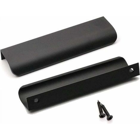 2 Pack Black Kitchen Cabinet Handles, Aluminum Alloy, Hole Distance: 96mm, with Screws (1/4)