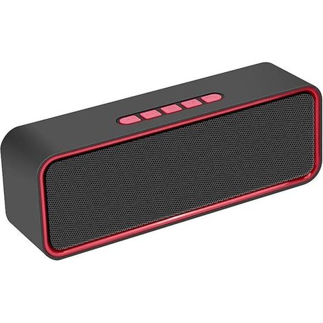 Enceinte portable sans fil Bluetooth 5.0 rouge avec son stéréo 3D HiFi et basses profondes, batterie de 1500 mAh et 12 heures d'autonomie. (1/5)