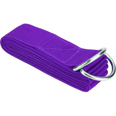 Sangle extensible réglable avec anneau D pour gym, taille, jambe, fitness, sport, yoga, ceinture violette (1/5)