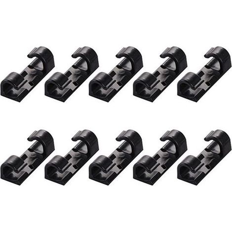 Lot de 20 clips de câble auto-adhésifs - Attache-câble - Noir - Organisateur de câbles (1/5)