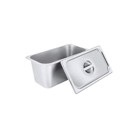 Lot de 4 Bac Alimentaire GN 1/3 en Inox 5 L, 32,5 × 17,5 × 15 cm, Plat Gastronome Profond avec Couvercle, pour Buffet, Restaurant, Cantine (1/5)