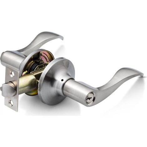Door lock for office or front door, silver iron finish (1/4)