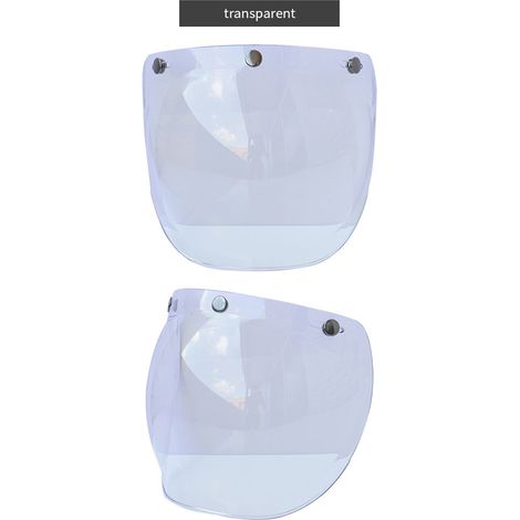 Bubble-Visier für Motorradhelme, Windschutzscheibe mit hochklappbarer Halterung für offene Helme mit 3 Druckknöpfen (1/2)