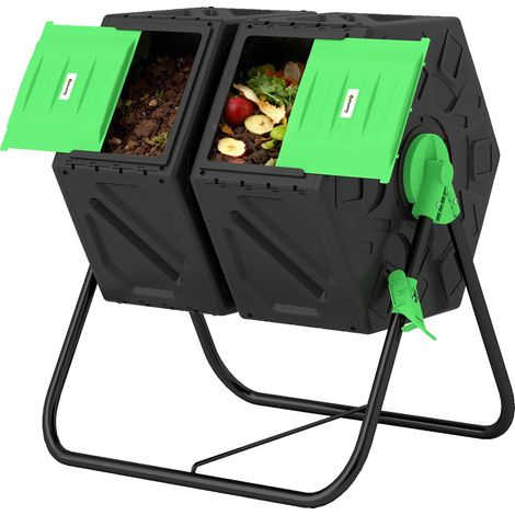 Composteur de 130 litres, 67 x 60 x 77 cm, composteur rapide en plastique avec système de ventilation pour jardin et cuisine.
