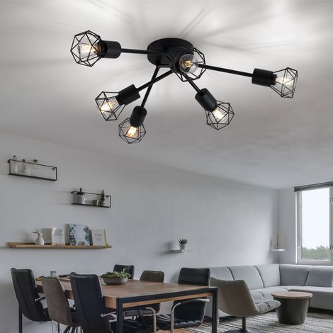 Gabbia a soffitto spot soggiorno sala da pranzo lampada retrò nera in set incl. lampadina LED