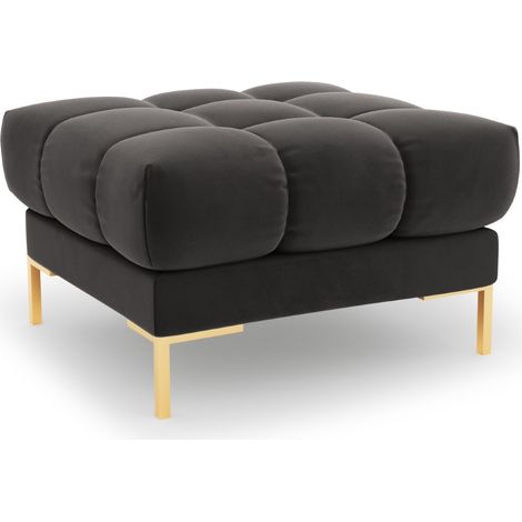Pouf en velours gris foncé (1/5)