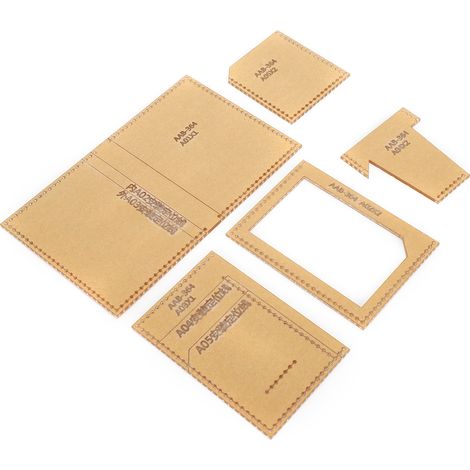 Set mit 5 Acryl-Schablonen für Führerscheininhaber zum Selbermachen, mit Ledermuster und Zeichenformen. (1/5)