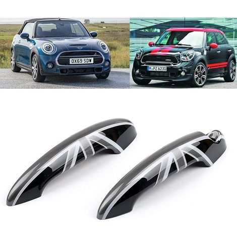 Poignée de Porte Extérieure – Housse de Poignée de Porte pour Mini Cooper R50/R52/R53/R55/R56/R57/R58/R59/R60/Countryman 20012013 (Union Jack Noire) (1/5)