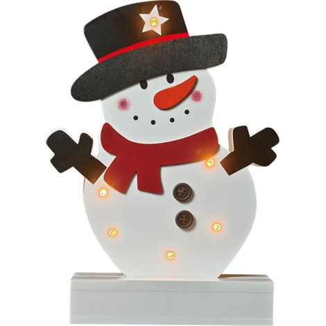 TrendLine Schneemann Holz 18,5 x 5,5 x 25,5 cm weiß+schwarz Figur