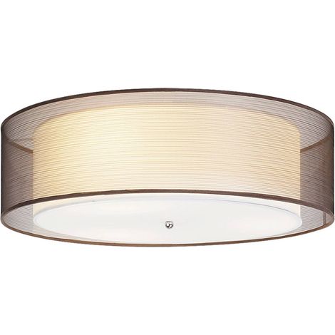 Soffitto luce Anastasia metallo cromato tessile / marrone Ø49,5cm H: 16,5 centimetri (1/5)