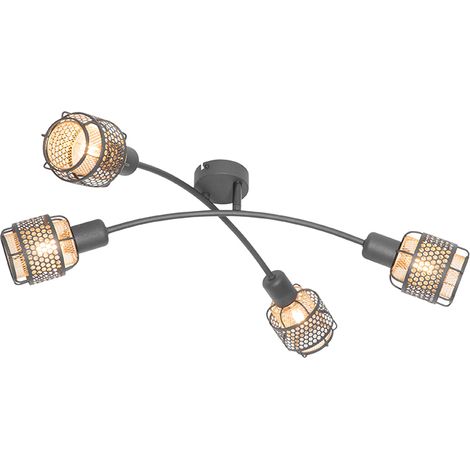 Design Ceiling Light Black with Gold 4-Light - Noud (1/5)