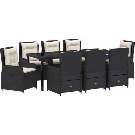 Maison Exclusive - Set da Pranzo per Giardino 9 pcs Nero polyrattan