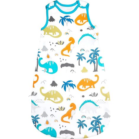 Gigoteuse Été 0.5 Tog Gigoteuse Bébé en Coton Sac de Couchage pour Fille et Garçon,Gigoteuse sans Manches, Lavable, Couverture D'emmaillotage,Dinosaure,6-12 mois,M (1/5)