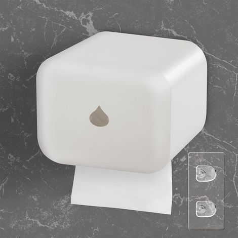 Wasserdichter Toilettenpapierspender, hygienischer Wandrollenhalter, kein Bohren erforderlich, selbstklebend mit Stange für Badezimmer (Weiß) (1/5)