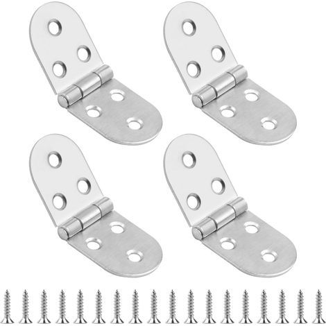 Juego de 4 bisagras plegables para puertas de madera, de 180 grados, con borde redondeado de metal, para armarios de cocina, alacenas, cajones y mesas. (1/5)
