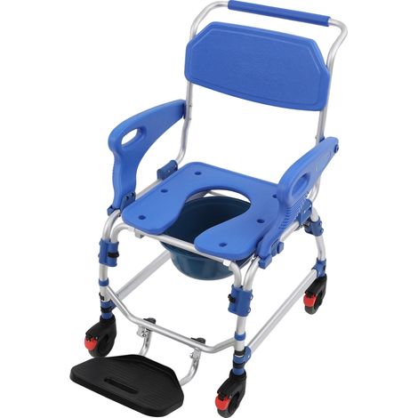 Sedia da WC, design mobile, facile da spostare, blu e bianca (1/2)