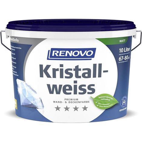 Renovo Premium Wand- und Deckenfarbe Kristallweiss matt 10,0 Ltr.