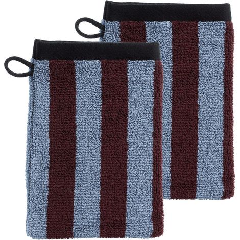Lot de 2 Gants de Toilette en Coton Biologique Doux et Absorbant Bleu Myrtille 15 x 21 cm - PANGIVO