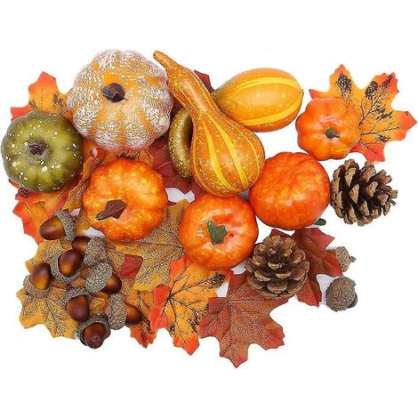 Ensemble de décorations de citrouilles artificielles pour Thanksgiving, mélange de 50 décorations de récolte artificielles