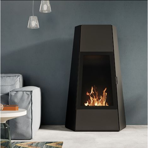 Biochimenea de suelo Shanghai Negro 3 kW – altura 121 cm, cristal frontal, diseño acero – Tecno Air System (1/3)