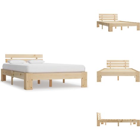 Cadre de lit sans matelas 140x200 cm bois massif de pin - Cadre De Lit - Lit Double - Lit En Bois - Lit Design - Meuble Chambre (1/5)