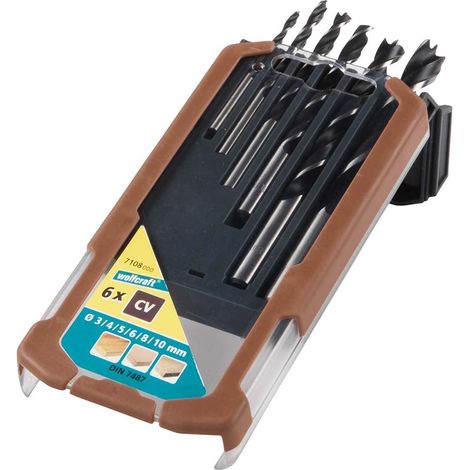 Jeu de 6 forets hélicoïdaux pour bois CV D3-4-5-6-8-10 (1/4)