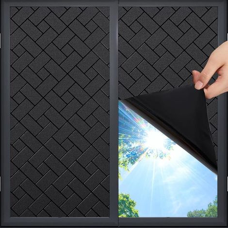 Film teinté pour vitrage, adhésif sans colle, anti-UV, opaque pour intimité, statique, noir, 60 x 200 cm (1/4)