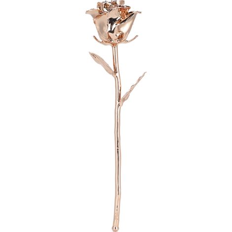 Rose à longue tige, cadeau, trempée dans de l'or 24 carats, véritable fleur artificielle avec feuille, collection artisanale, or rose (1/5)