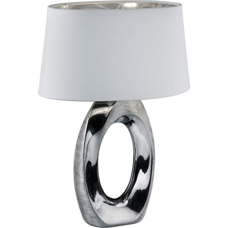 Lampada da tavolo design soggiorno lampada da lettura tessile bianco argento