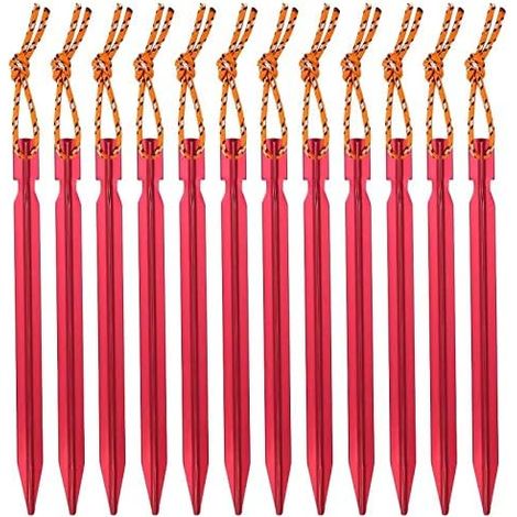 Piquets Tente, Sardines Tente Camping 18 cm avec Pochette de Rangement, Lot de 12