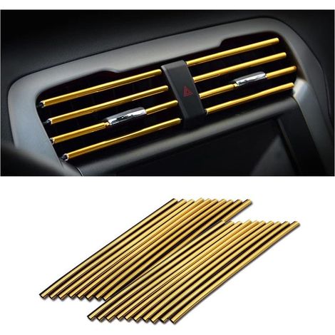 20 bandes décoratives pour grilles d'aération de voiture, décoration universelle étanche et flexible, convient à la plupart des grilles d'aération, accessoires intérieurs de voiture (doré) (1/5)