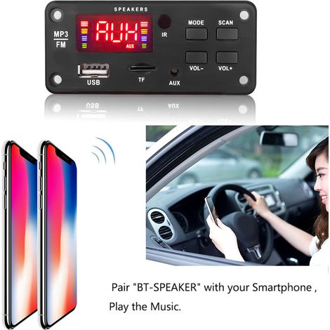 Bluetooth 5.0 MP3-Modul, 6V-12V-Decoder, drahtloser Audioempfänger mit Dual-Decodierung, Digitalanzeige, Fernbedienung im Lieferumfang enthalten