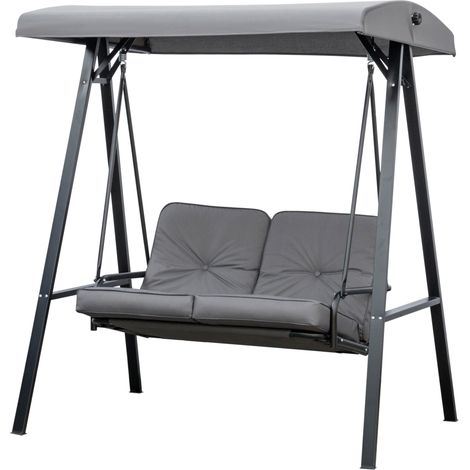 Outsunny Dondolo da Giardino con Tettuccio Regolabile 144x117x173 cm Grigio