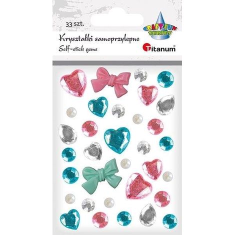 Selbstklebende Kristalle, rosa-blau gemischt, 33 Stück