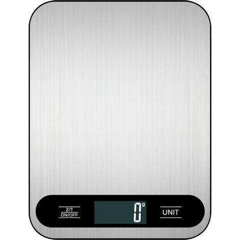 Hochpräzise elektronische Küchenwaage, 10 kg/1 g, mit hintergrundbeleuchtetem LCD-Display, Edelstahl, 6 Einheiten und Tara-Funktion, multifunktionale digitale Lebensmittelwaage