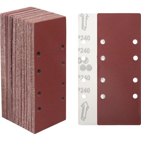 Schleifblatt 30tlg 93x230mm 8 Löcher Holz Metall Farbe 240 Körnung (1/5)