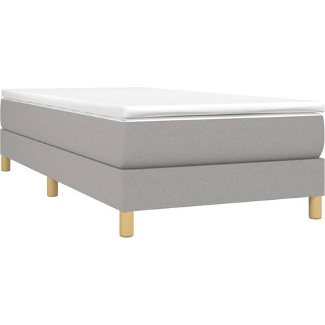 Box Spring Bed Frame Light Grey 90x200 cm Fabric vidaXL