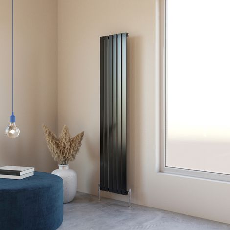Acezanble 1800x408mm Single Black Vertical Flat Panel Central Heating Designer Radiator