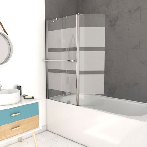 Bathwash + otturatore girevole 130x105- Profilo in alluminio cromato e depolie in vetro trasparente (1/4)