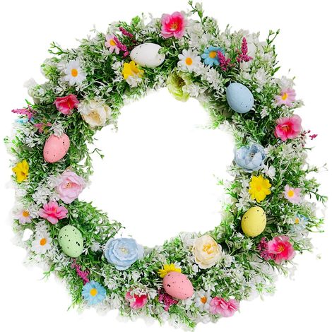 Guirlande De Pâques - Guirlande Artificielle Avec Œufs De Pâques Et Fleurs Printanières - Pour Porte D'Entrée Fenêtre Mur Intérieur Extérieur - 45 Cm (1/5)