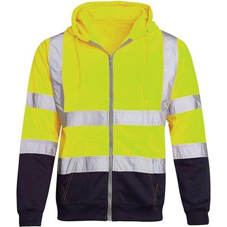 Sweat À Capuche Réfléchissant Haute Visibilité pour, Veste De Sécurité Unisexe À Manches Longues Zippée avec Grande Poche. (1/5)