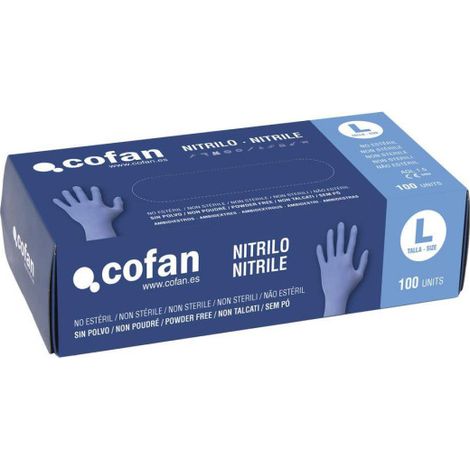 Guantes Nitrilo azul finos y elásticos Sin Polvo - Caja de 100 unidades L