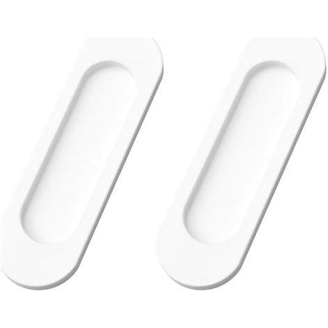 Lot de 2 (blanc, 149mm) poignées de porte coulissante ovales autocollantes en alliage d'aluminium pour porte de grange coulissante, placard, armoire, tiroirs
