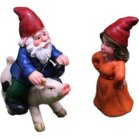 Lustige Reitschwein-Zwergfiguren aus Kunstharz, Skulptur für drinnen und draußen, Garten (1/5)
