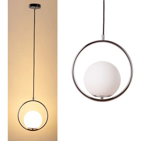 Plafonnier nordique chromé avec boule en verre, E27 25cm